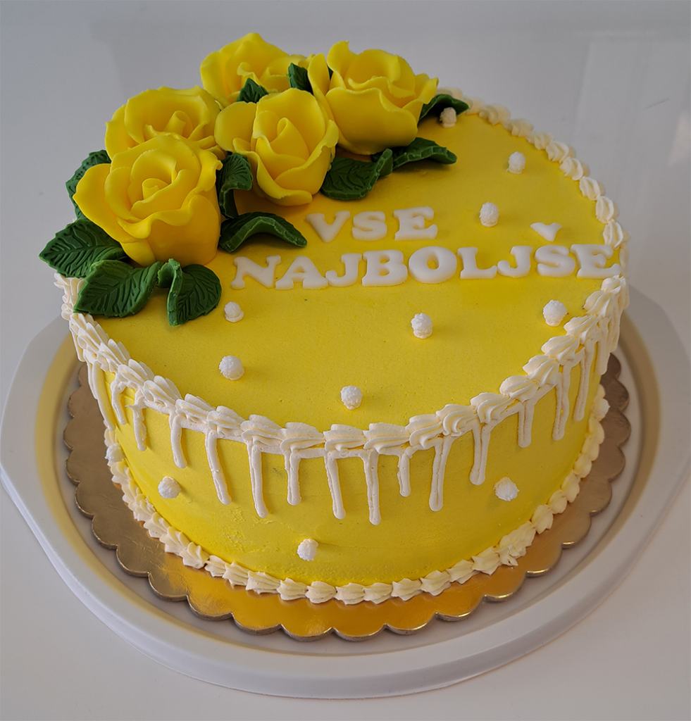 Torta za rojstni dan - Rumene vrtnice - Slaščičarstvo Sladki Zakladi